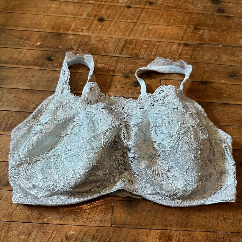 Soma blue & silver lace overlay 34D sexy lingerie bra